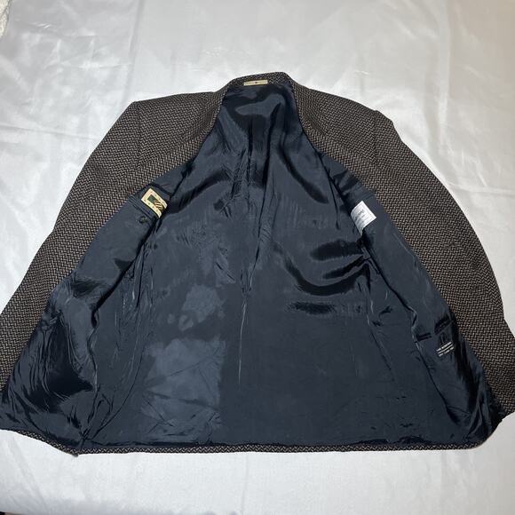 Vintage Joseph Abboud Size 48L Brown Blazer 100% Wool Sport Coat Union Made USA - Picture 5 of 16